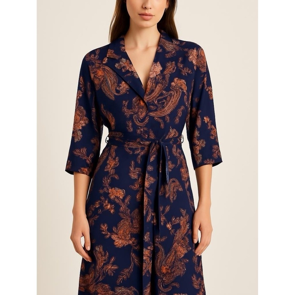 MLLE‎ GABRIELLE Navy Blue Paisley dress 1X